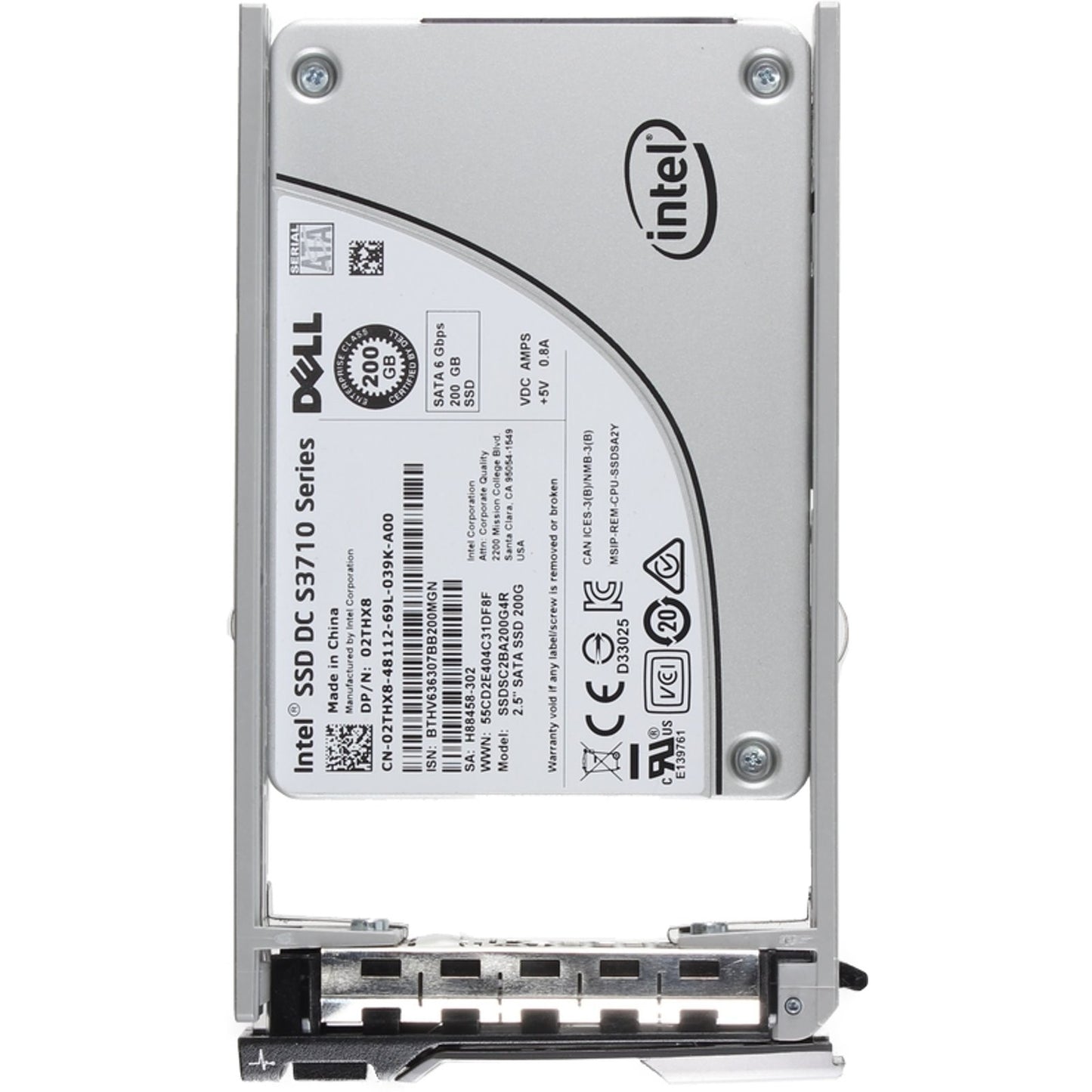 Dell 200GB 6Gbps SATA WI MLC 7mm 2.5 SSD S3710 CPO (2THX8) -R