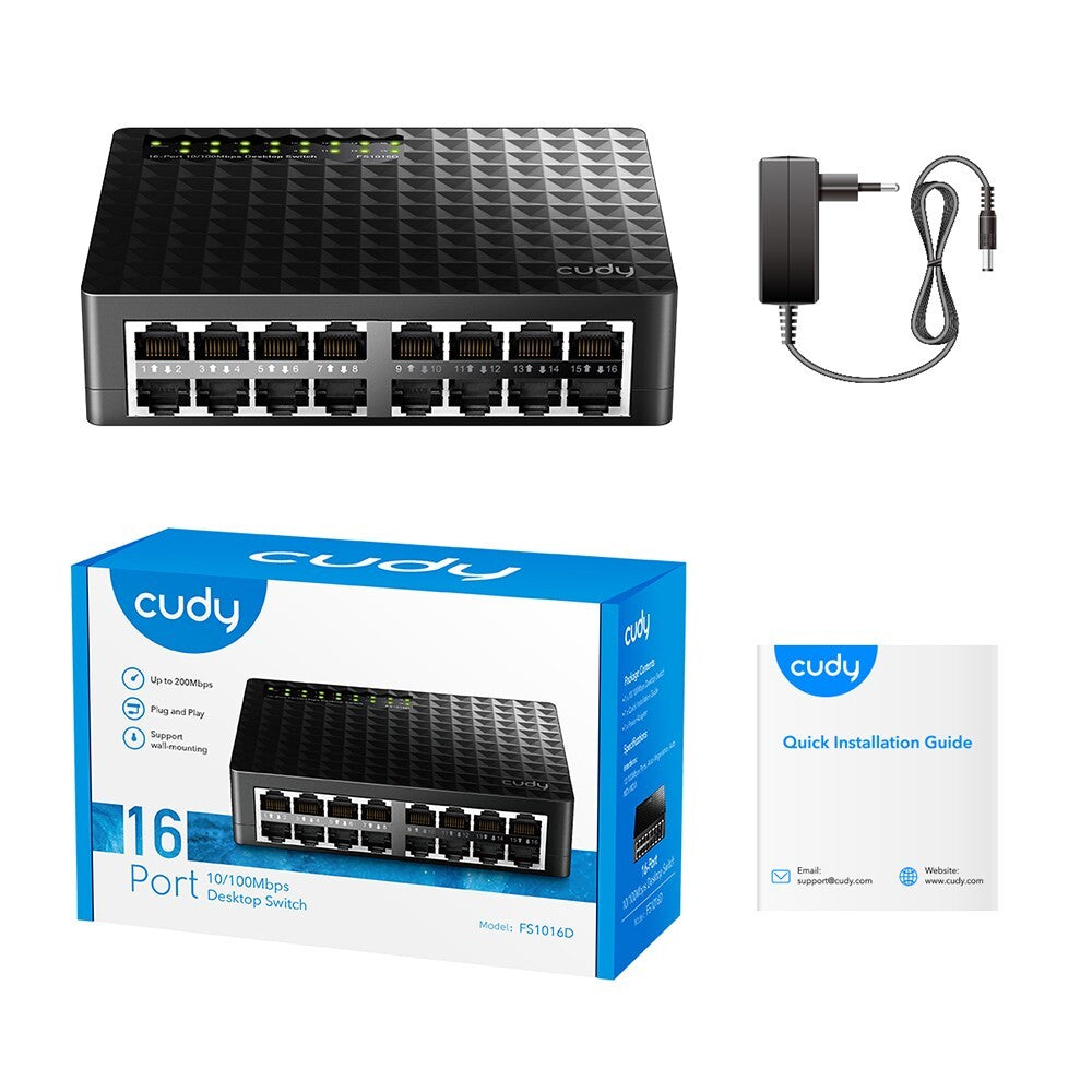 Cudy FS1016 | 16-Port 10/100Mbps Fast Ethernet Unmanaged Desktop Switch