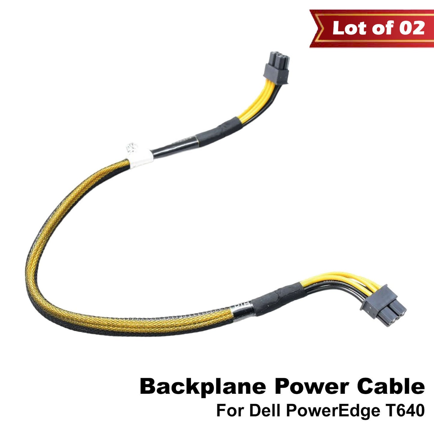 Lot of 2 Dell 35cm Backplane Power Cable NVMe 1x 8-pin to 1x 8-pin T640 M16DC