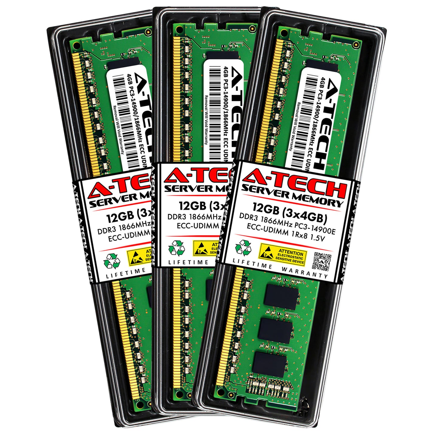 A-Tech 12GB 3x 4GB PC3-14900E ECC Unbuffered DDR3 1866MHz DIMM Server Memory RAM (NOT FOR HOME PC)
