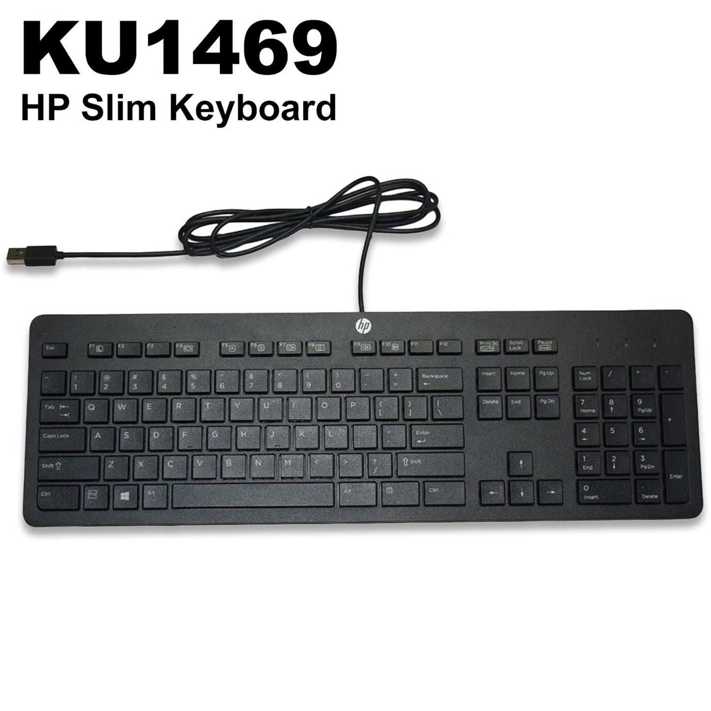 Lot 25 HP Business Slim USB Keyboard Black SK2120 KU1469 Wired QWERTY 803181-001