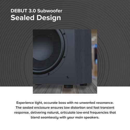 ELAC Debut 3.0 DS103 10" 200 Watt Powered Subwoofer (Black ash vinyl finish)