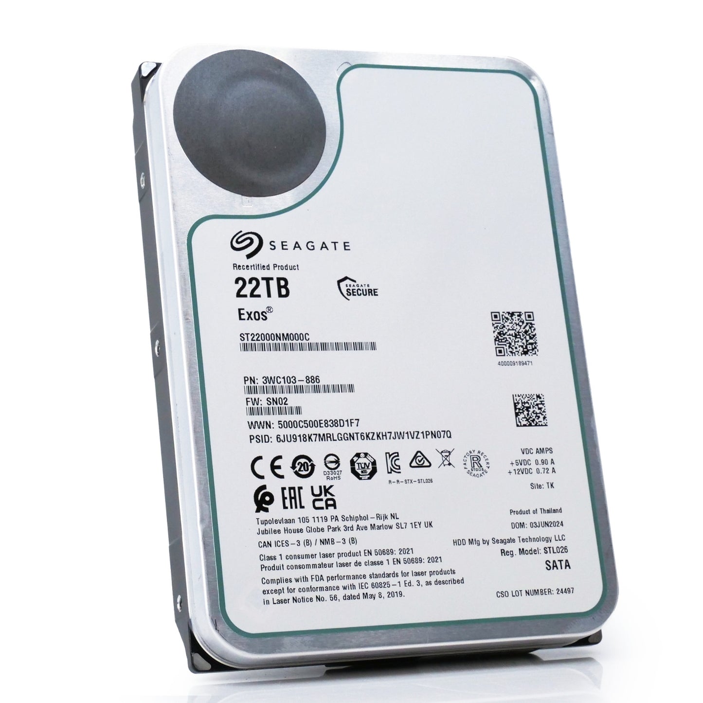 Seagate Exos 22TB 7.2K RPM SATA 6Gb/s 3.5in Enterprise HDD - ST22000NM000C
