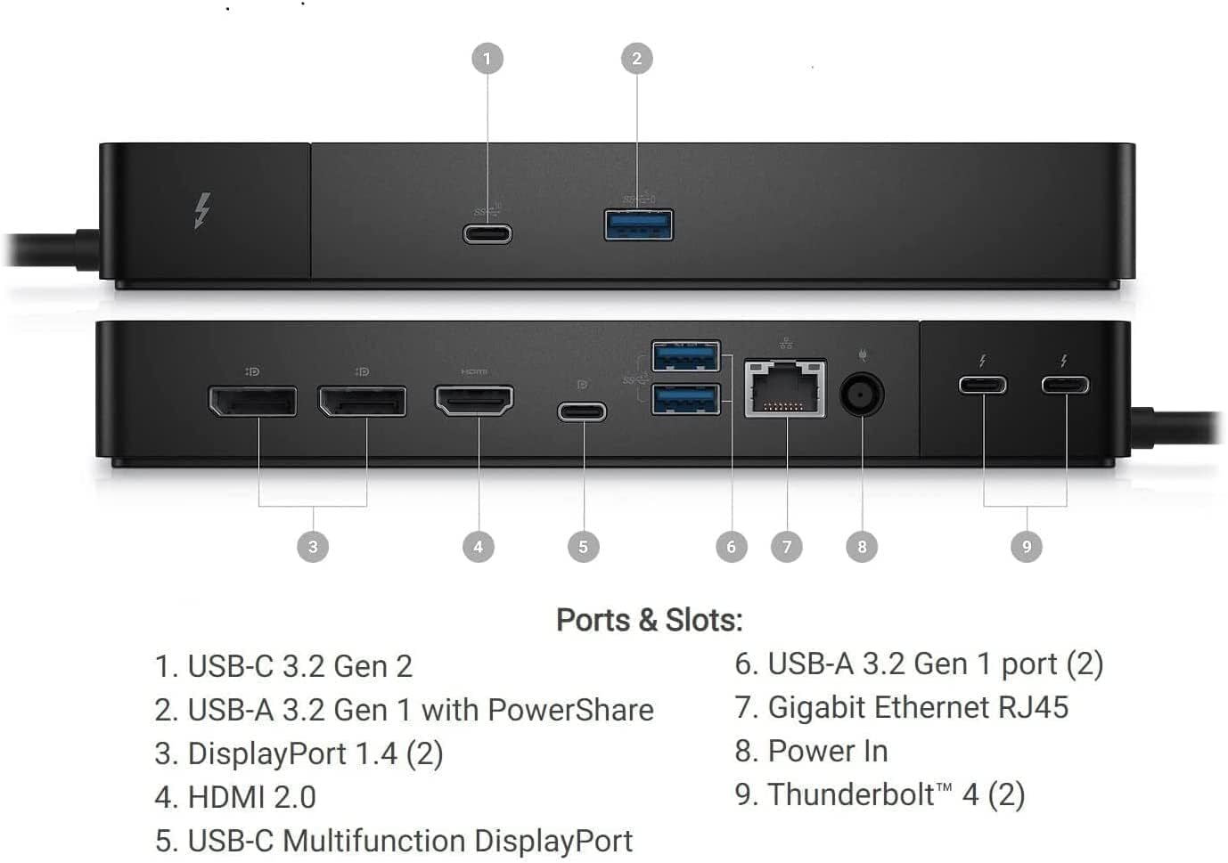 Dell Thunderbolt WD22TB4 / K20A Thunderbolt 4 USB-C Docking Staion MT6V9 180w AC