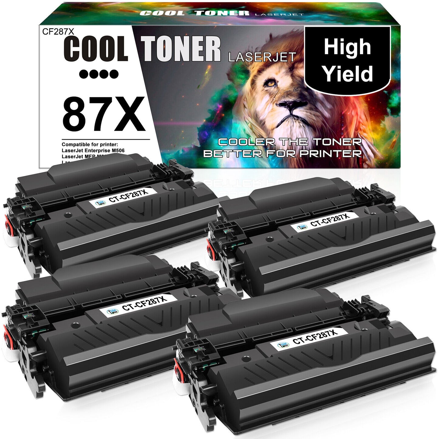 4PK CF287X Toner Cartridge Fits For HP Enterprise M506dh/ MFP M527dn /Pro M501dn