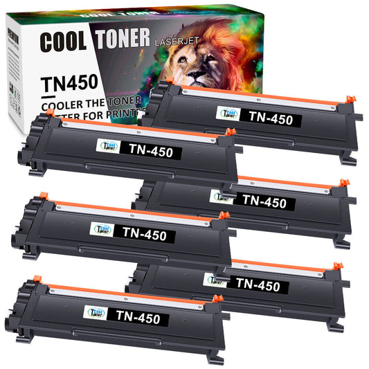 6PK Black TN450 Toner Cartridge For Brother HL-2242D HL-2250DN HL-2270DW 2242D