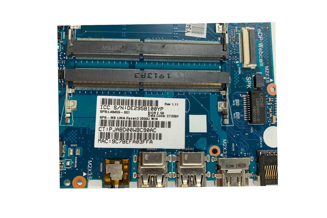 L46459-001 GENUINE HP MOTHERBOARD UMA RYZEN3 3200U 17-CA 17-CA1014DS (AE54)