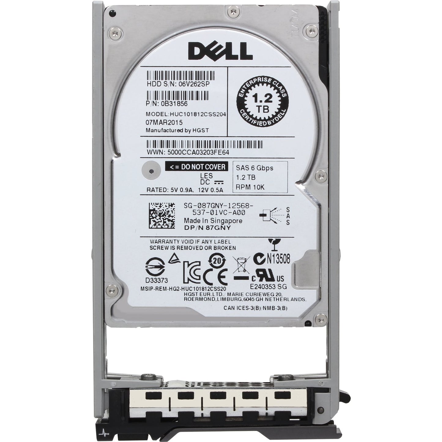 Dell 1.2TB 10K 512n 6Gbps SAS 2.5 HDD Ultrastar C10K1800 CPO (87GNY-CO3) (NOT FOR HOME PC)