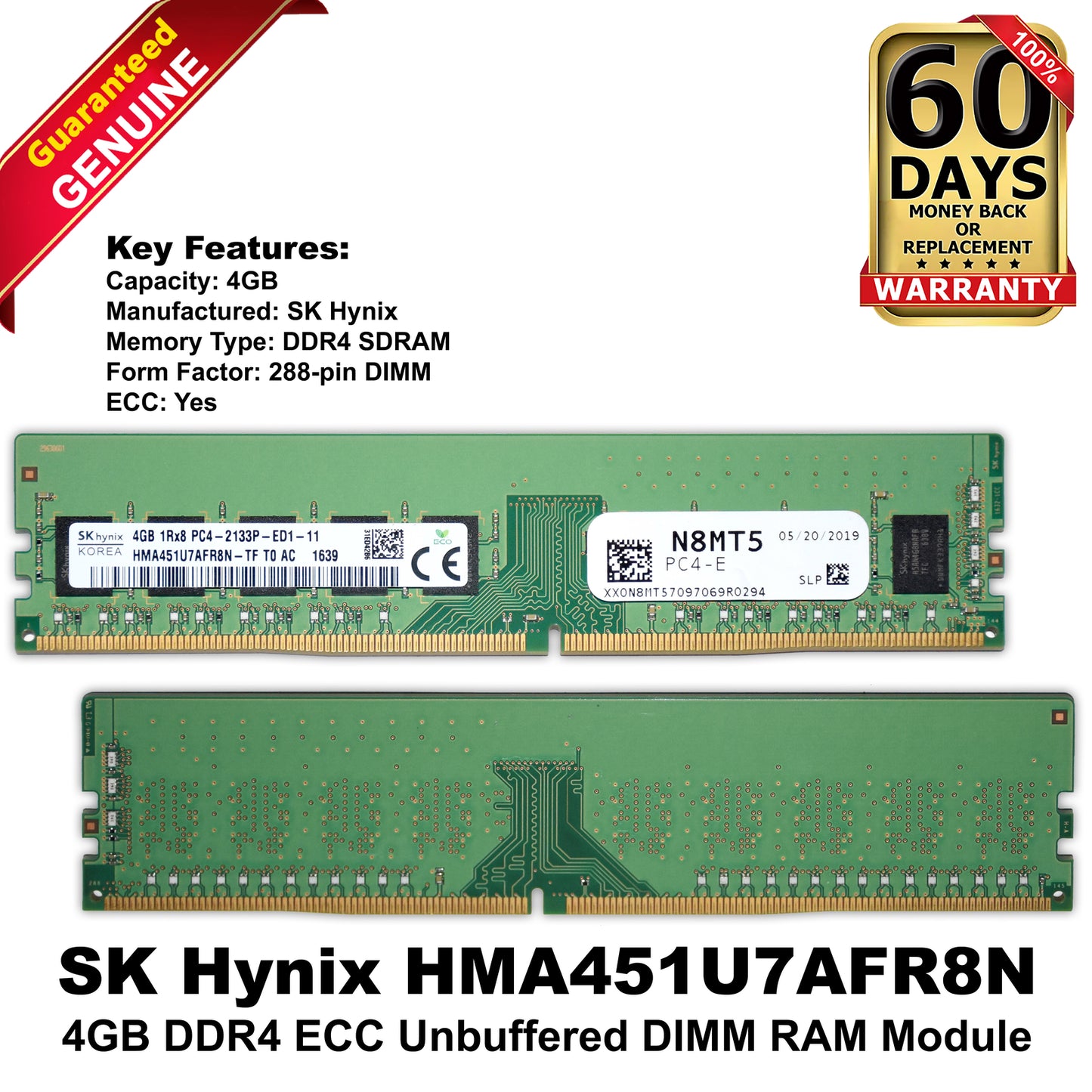 Dell SK Hynix HMA451U7AFR8N-TF 4GB DDR4-2133 ECC UDIMM PC4-17000P Server RAM (NOT FOR HOME PC)