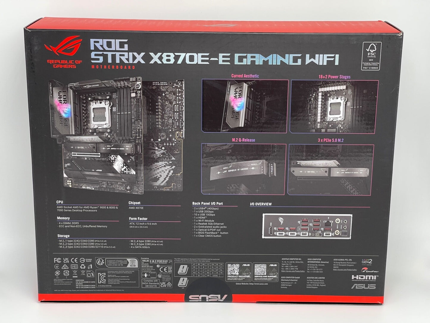 ASUS ROG Strix X870E-E Gaming WiFi 7 AMD AM5 X870 ATX Gaming Motherboard