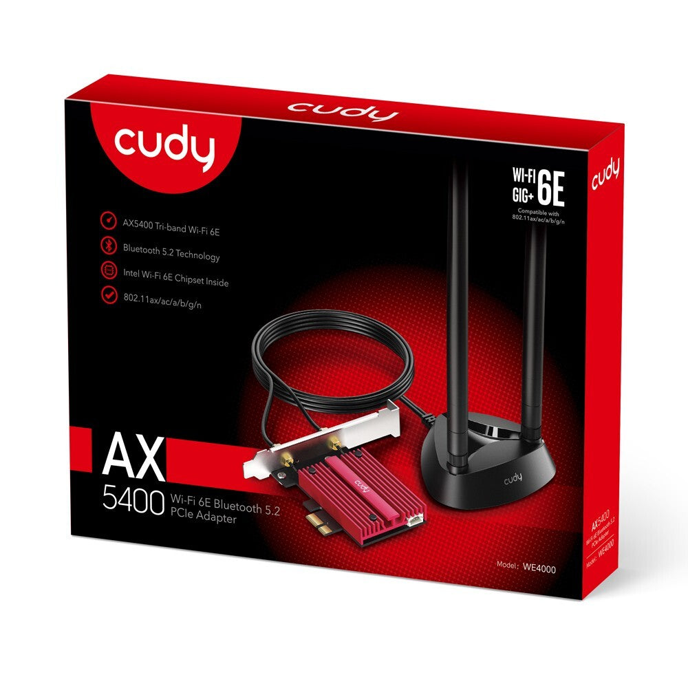 Cudy WE4000 | AX5400 Wireless Tri-Band Wi-Fi 6/6E Bluetooth 5.2 PCI Express Card