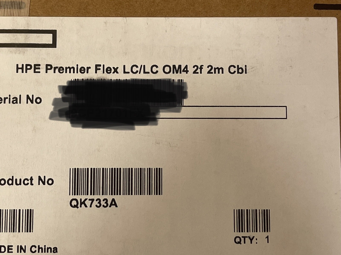 Genuine HPE 2M Premier Flex OM4 LC-LC Duplex Cable QK733A 2 Fiber 6.5ft 2 Meter