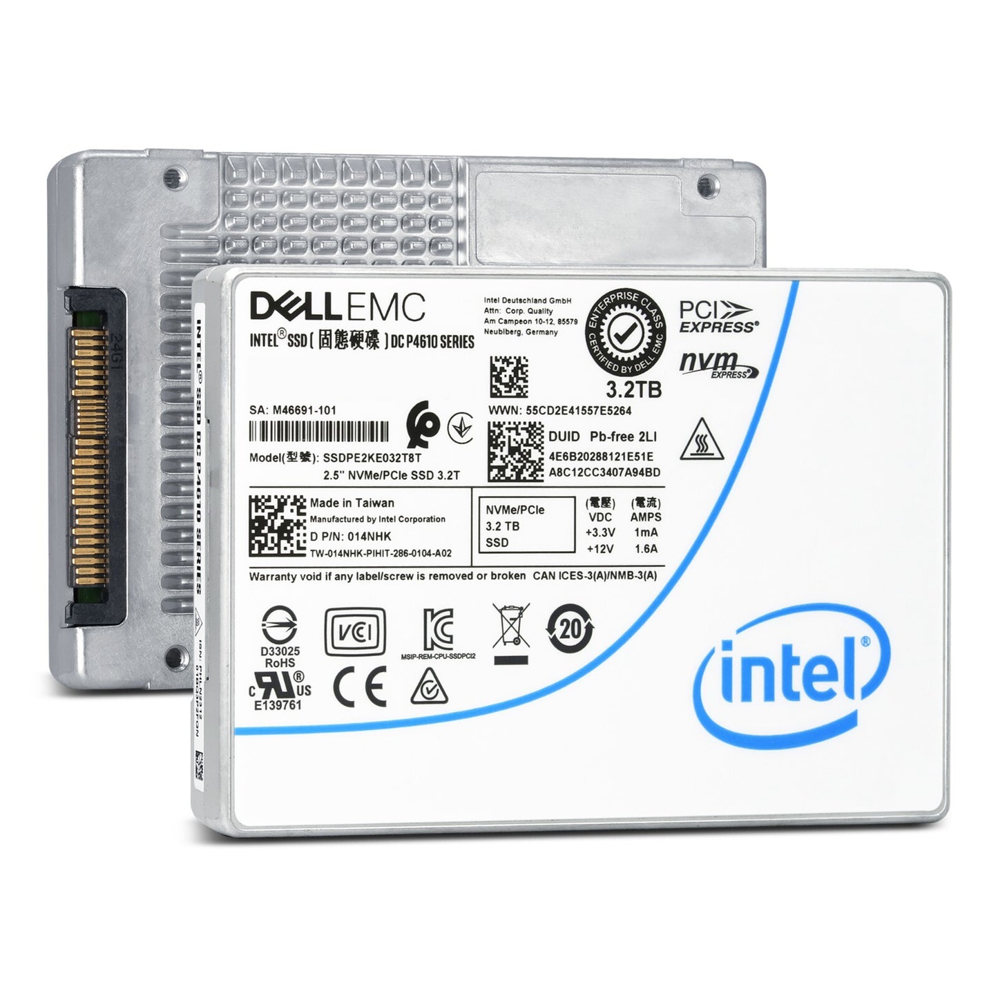 Dell DC P4610 3.2TB NVMe PCIe 3.1 x4 U.2 2.5" Mix Enterprise SSD SSDPE2KE032T8TB