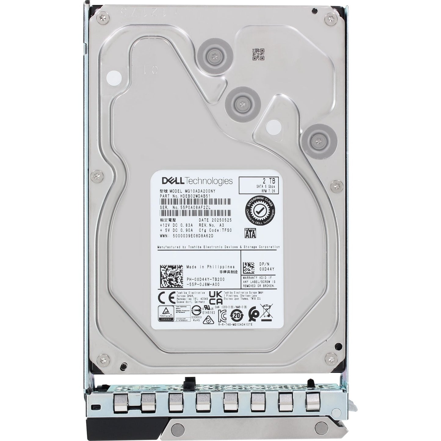 Dell 2TB 7.2K 512n 6Gbps SATA 3.5 HDD MG10-D (XD44Y)