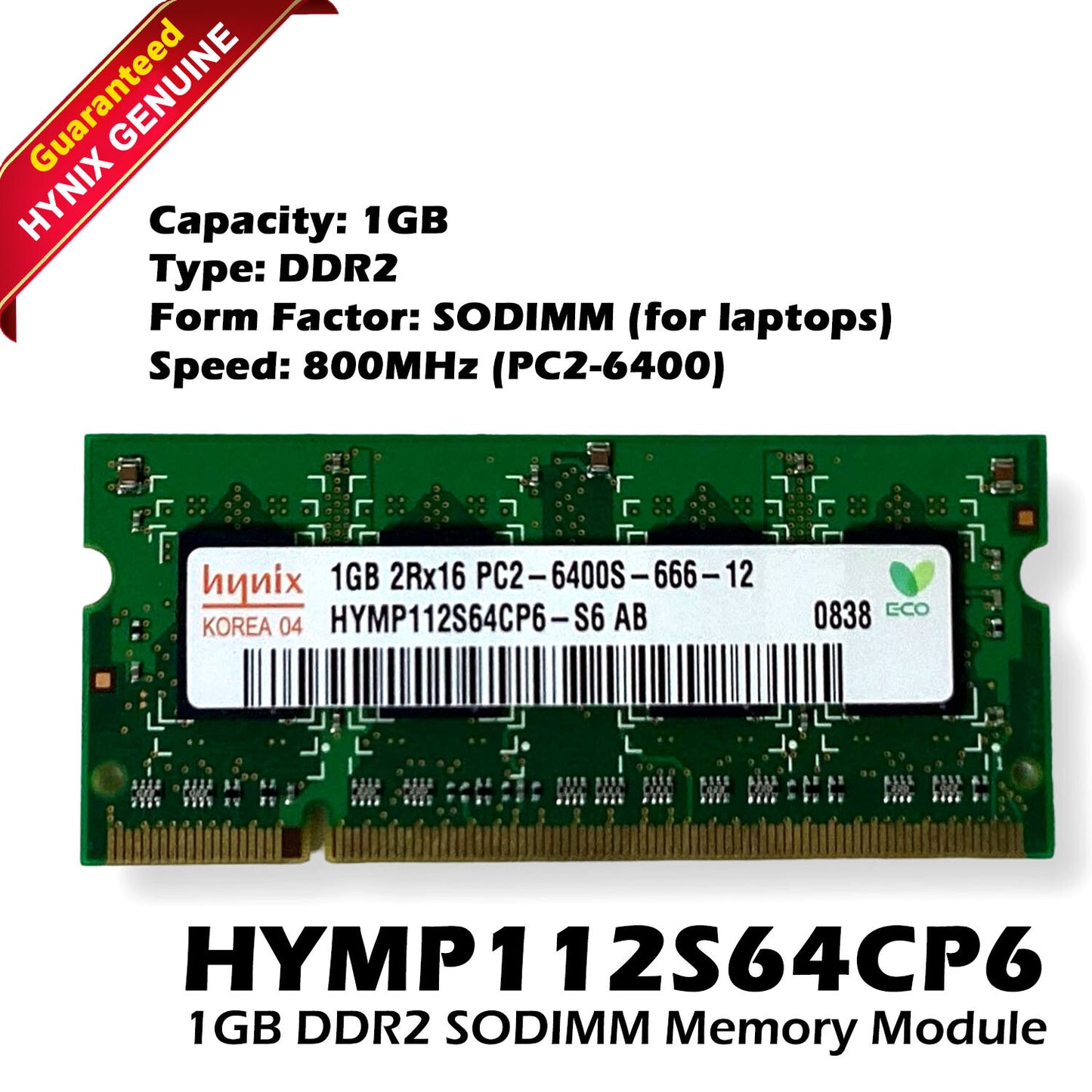 Lot 4 Hynix HYMP112S64CP6-S6-AB 1GB DDR2-800MHz PC2-6400 SoDimm Dual Rank RAM