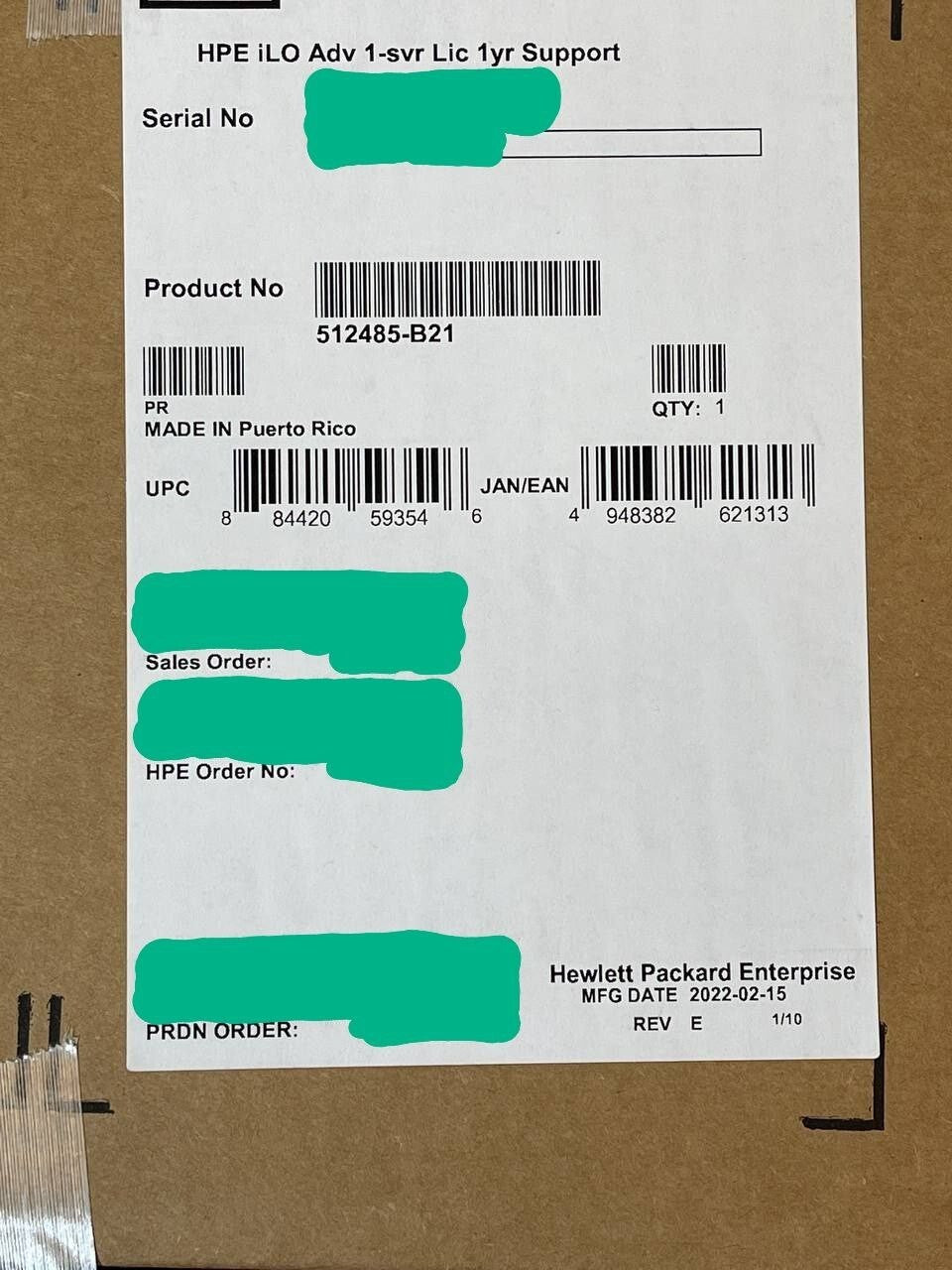 HPE iLO Advanced Paper License iLO5 w/ 1 Year Support on Licensed Features