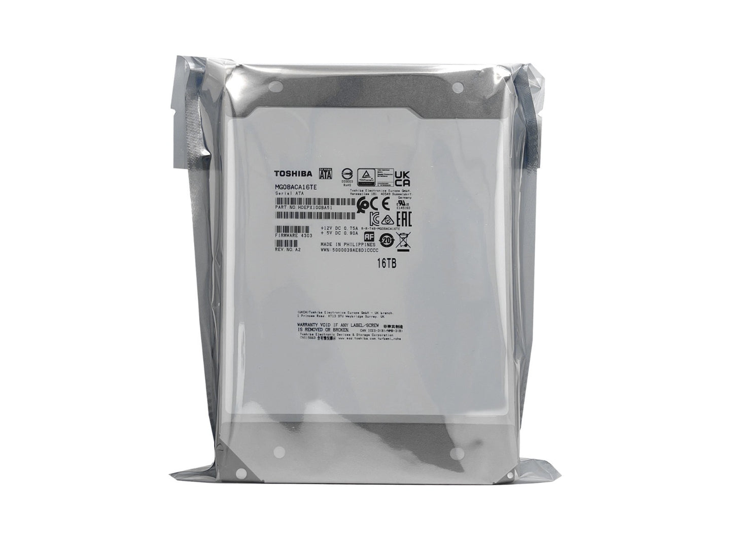 Toshiba 16TB 7200RPM 512MB SATA 6.0Gb/s 3.5" Internal Enterprise HDD MG08ACA16TE