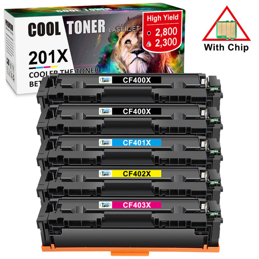 5x CF400X Toner Compatible for HP 201X Color LaserJet Pro MFP M277dw M277 M252dw