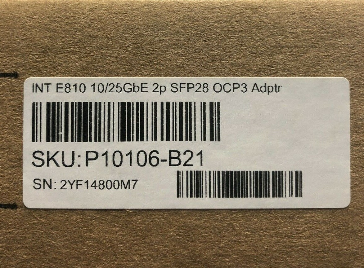 HPE 25GbE 10GbE 2P SFP28 Intel E810 OCP3 Network Adapter NIC 2 Port 10G 25G 25GE