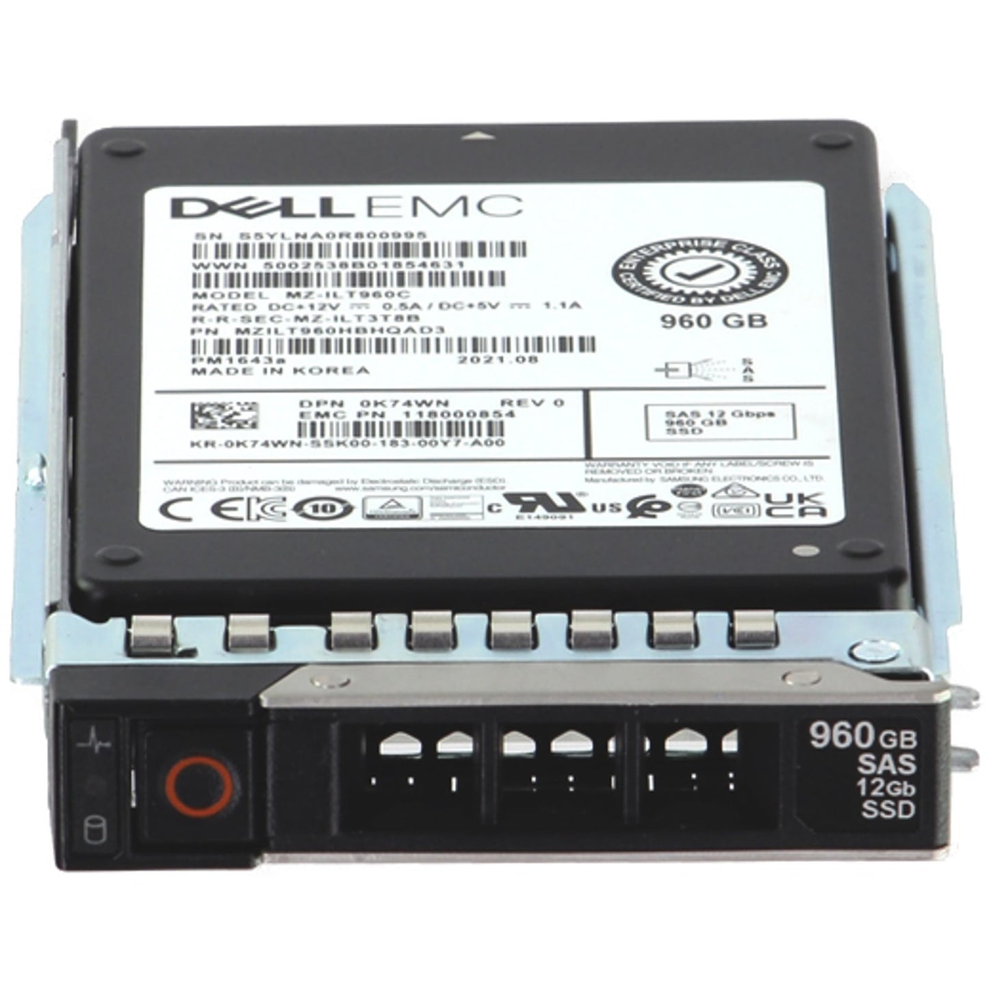 Dell 960GB 12Gbps SAS RI TLC 2.5 SSD PM1643a (ME4) (K74WN) (NOT FOR HOME PC)