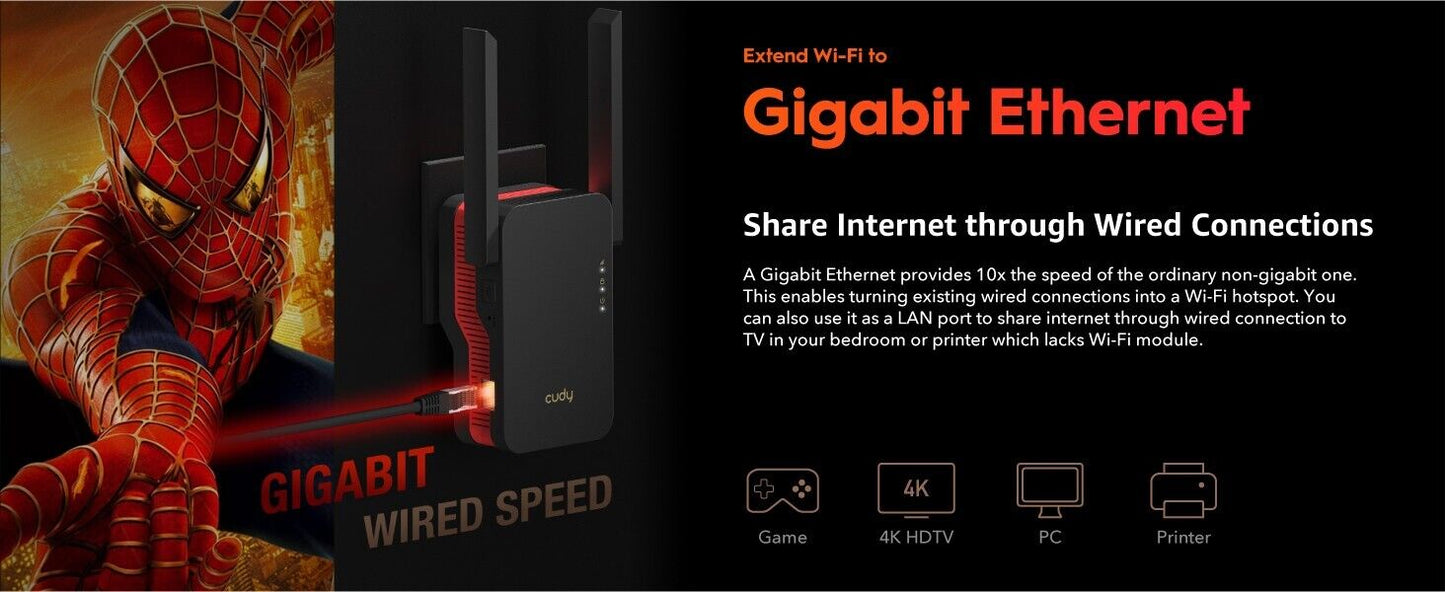 Cudy RE3000 | AX3000 Wireless Dual-Band Wi-Fi 6 Range Extender / Repeater