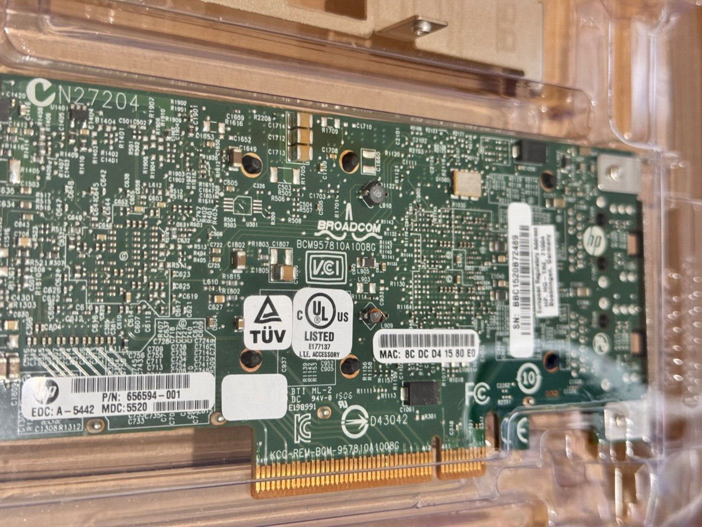 HP 656594-001 DUAL PORT 10GB PCI-E 2.0 530T ETHERNET ADAPTER CARD