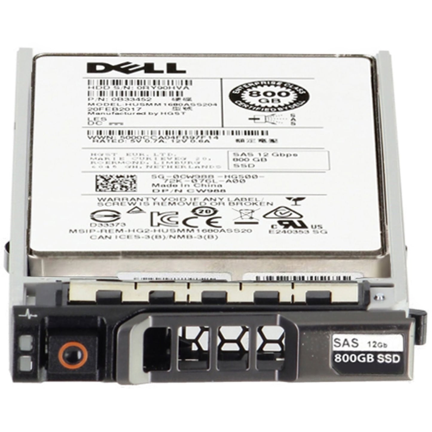 Dell 800GB 12Gbps SAS WI MLC 2.5 SSD 1680ASS204 CPO (CW988) -R (NOT FOR HOME PC)