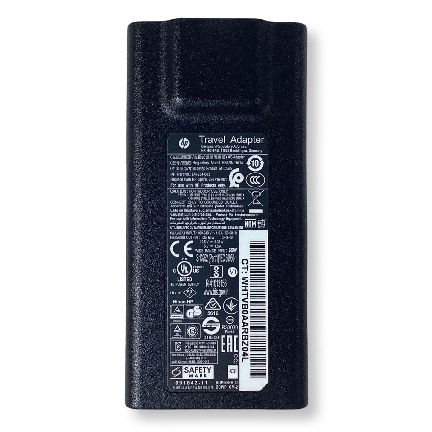 HP Slim Travel Hstnn-da14 L47254-003 5V 1.5A 65W Laptop AC Adapter