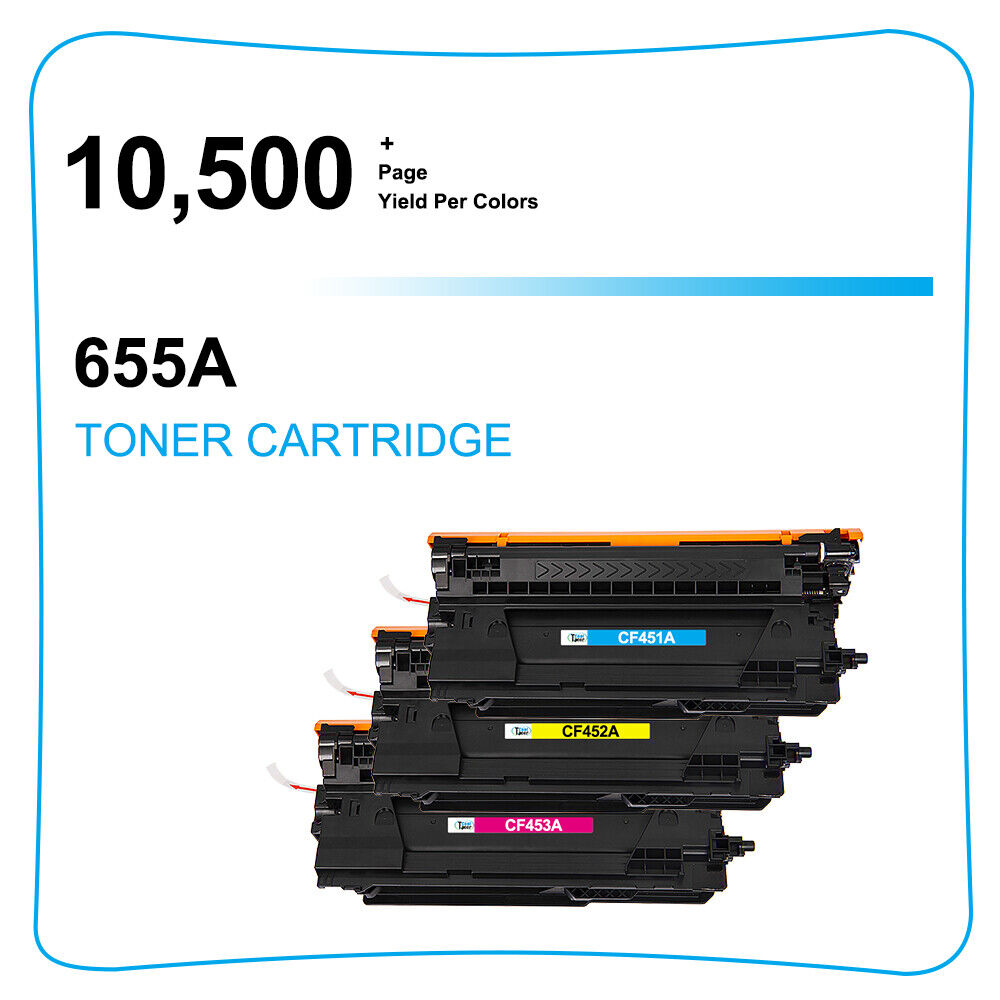 3PK Color Toner CF451A CF452A CF453A Compatible with HP 655A M681f M652dn M653dn