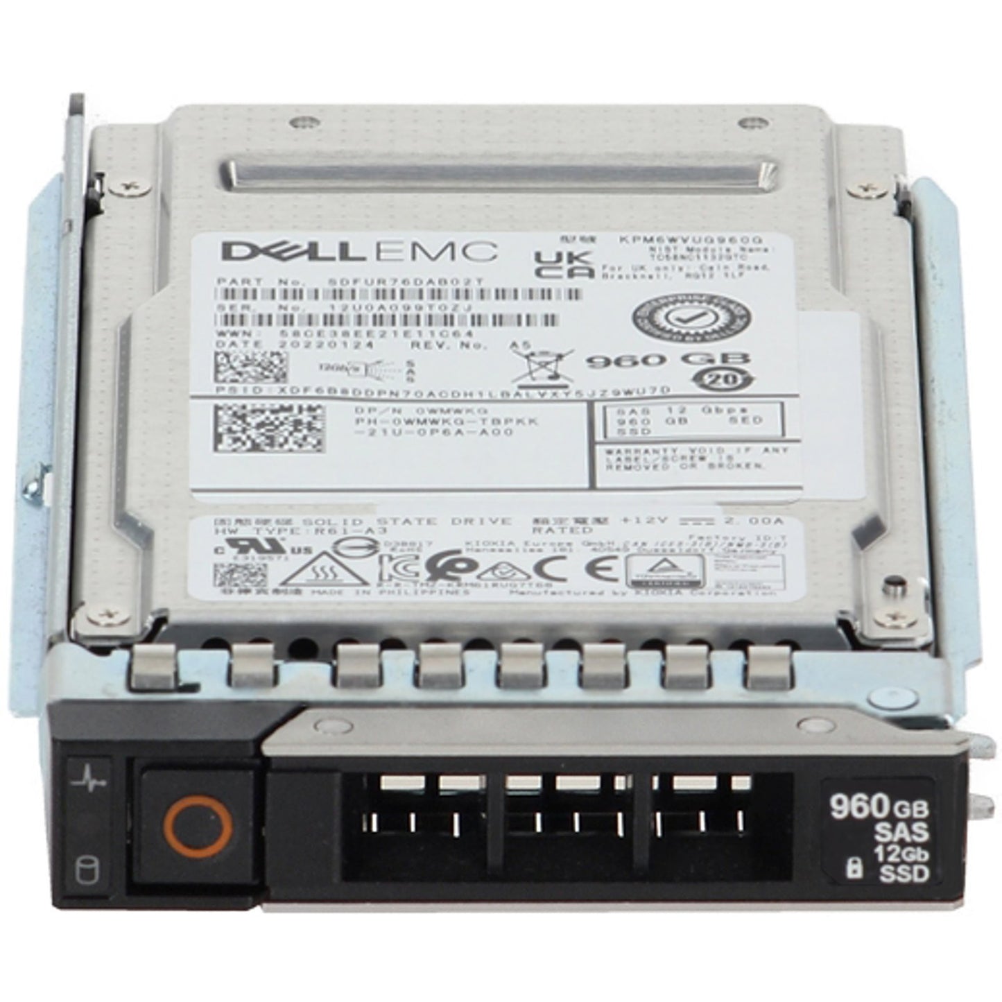 Dell 960GB 12/24Gbps SAS MU TLC SED FIPS 2.5 SSD KPM6WVUG960G CPO (WMWKG) -R (NOT FOR HOME PC)