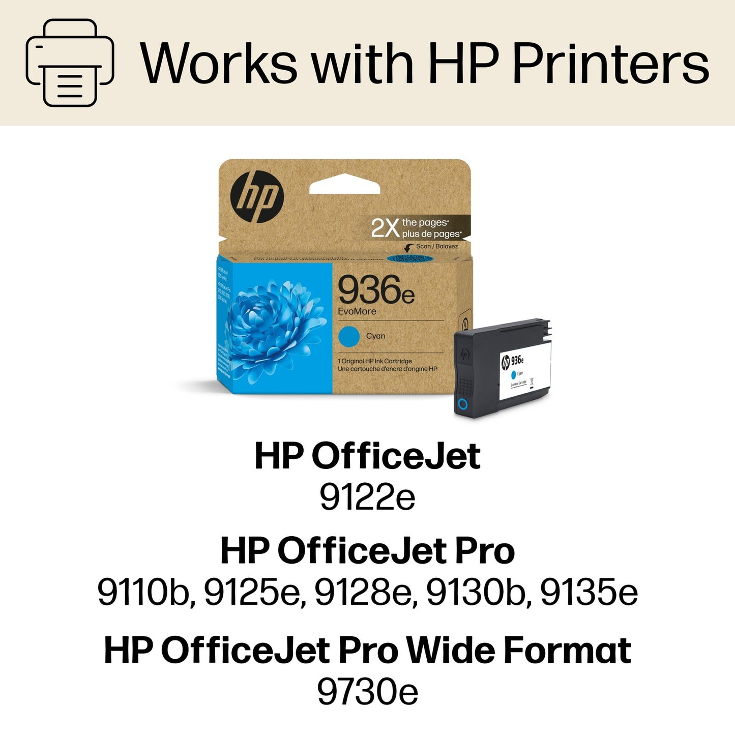 HP 936e EvoMore Cyan Original Ink Cartridge, 1,650 pages, 4S6V3LN