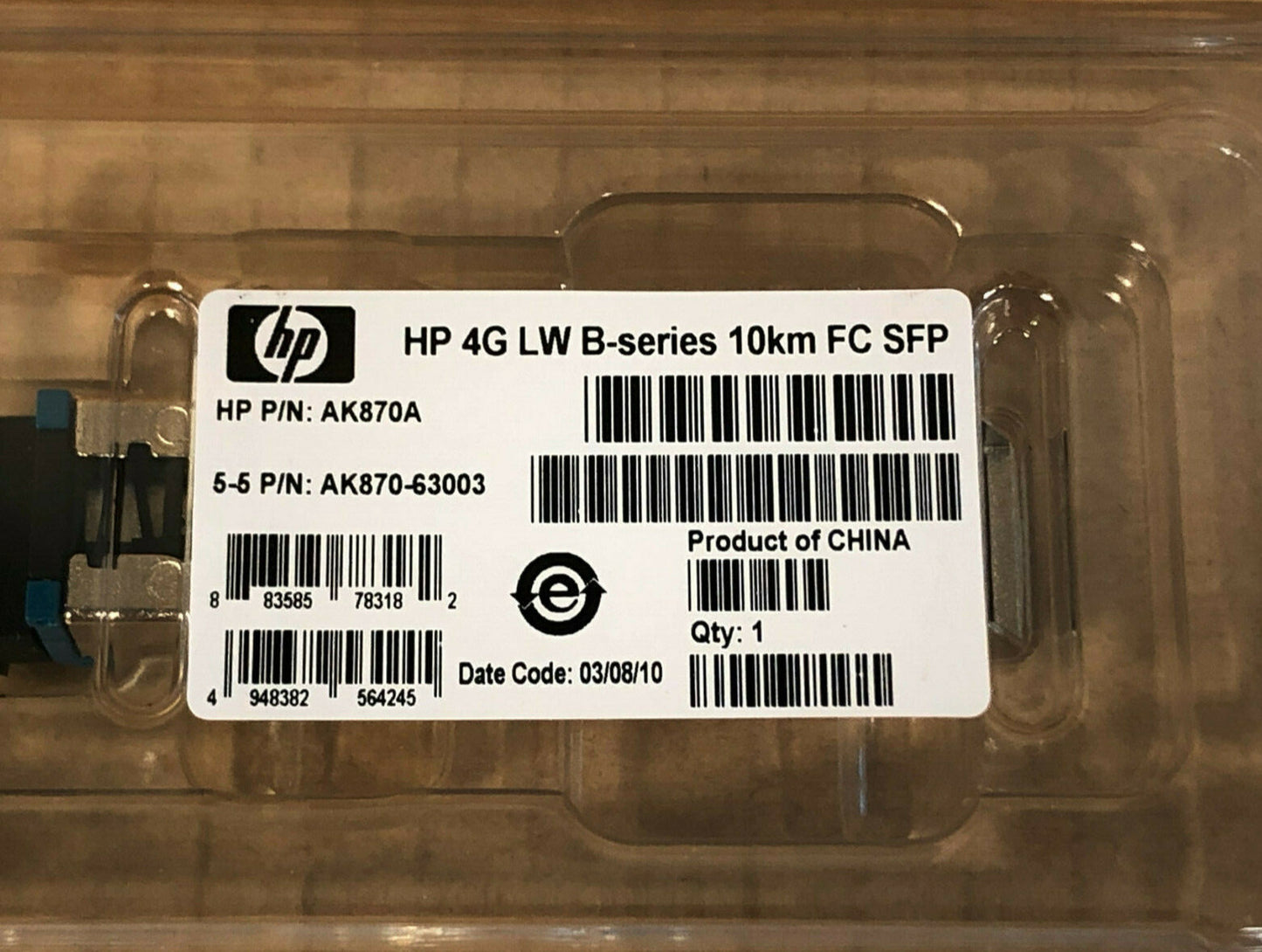HP 4Gbps 4Gb Long Wave B-series 10km FC Fibre Channel SFP Transciever AK870A LW
