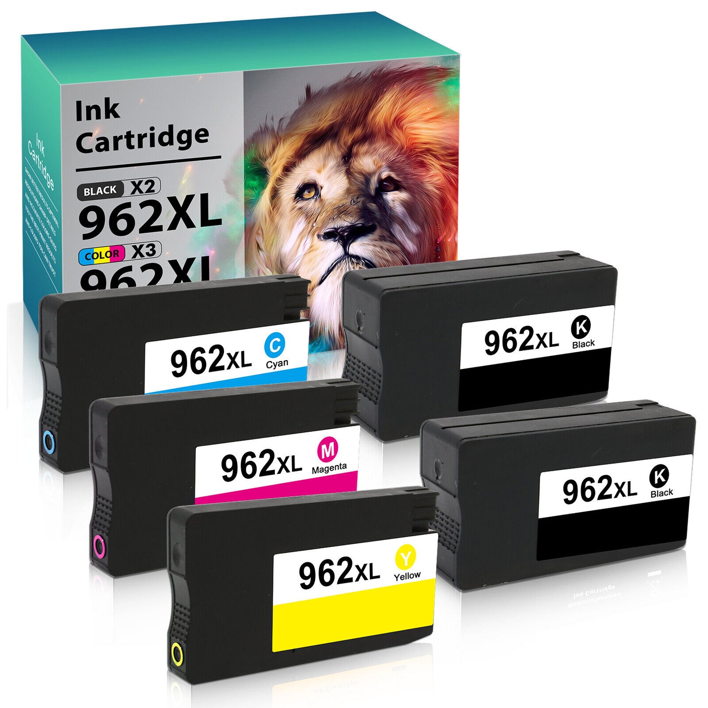 5PACK 962XL Value Ink Combo For HP OfficeJet Pro 9010 9015 9016 9018 9020 9025