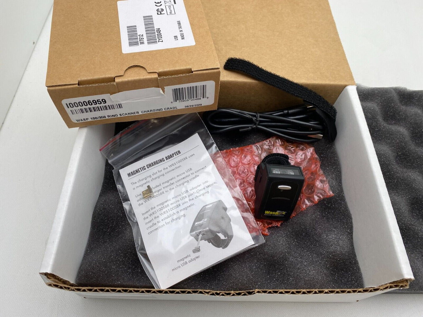 Wasp WRS100SBR 1D Ring Barcode Scanner with Charging Cradle