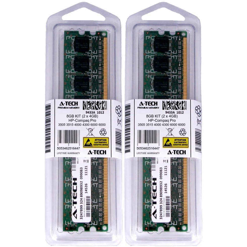 8GB KIT 2 x 4GB HP Compaq Pro 3505 3515 4000 4300 6000 6005 6200 Ram Memory