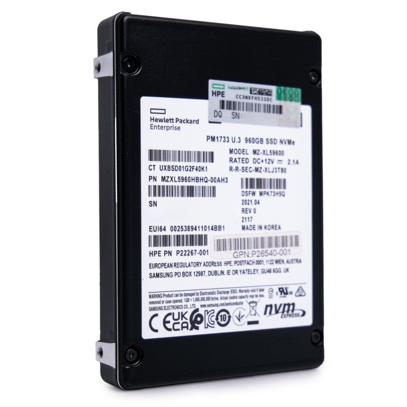 HP/Samsung PM1733 960GB NVMe PCIe Gen 4.0 U.3 2.5in Enterprise SSD MZXL5960HBHQ