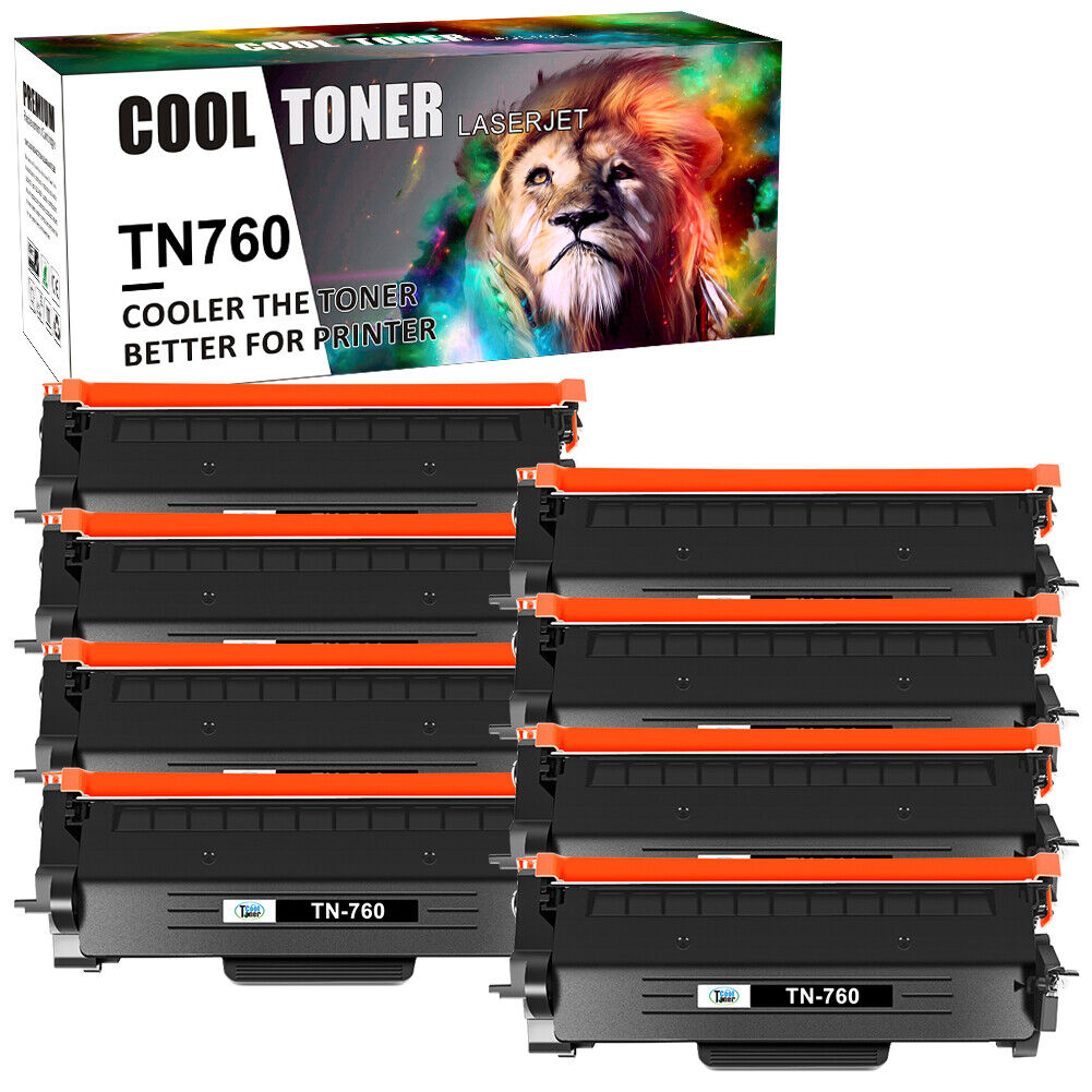 8 TN760 Toner Cartridges for Brother HL-L2350DW L2395DW L2390DW L2370DW Printer