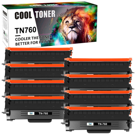 8 TN760 Toner Cartridges for Brother HL-L2350DW L2395DW L2390DW L2370DW Printer