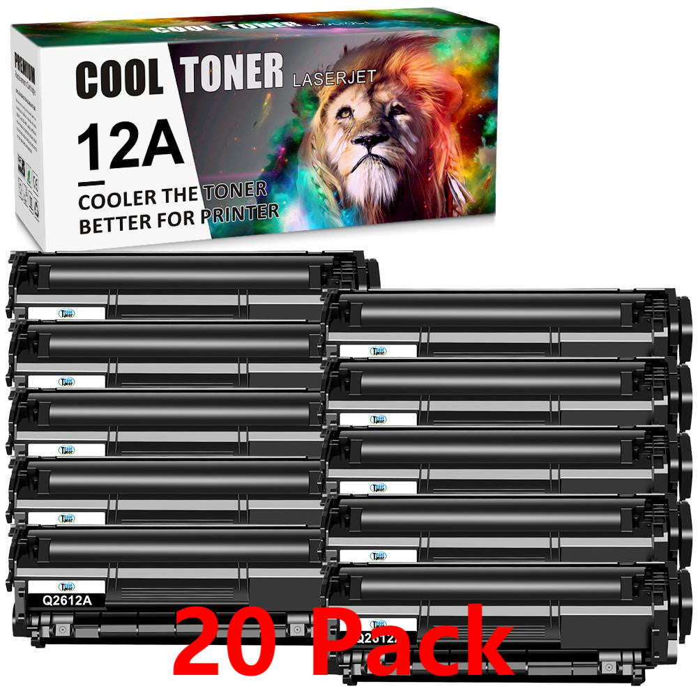 20 Pcs Black Toner Replacement For HP 12A Q2612A LaserJet 1018 1020 1010 3020