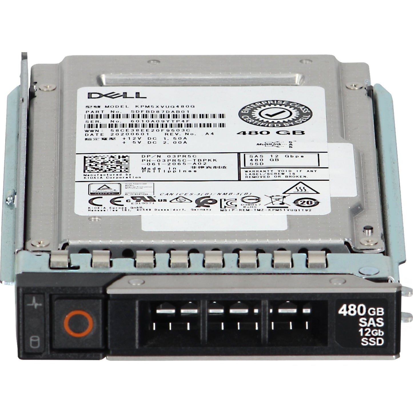Dell 480GB 12Gbps SAS MU TLC 2.5 SSD KPM5XVUG480G (ME4) CPO (3PR5C) -R (NOT FOR HOME PC)