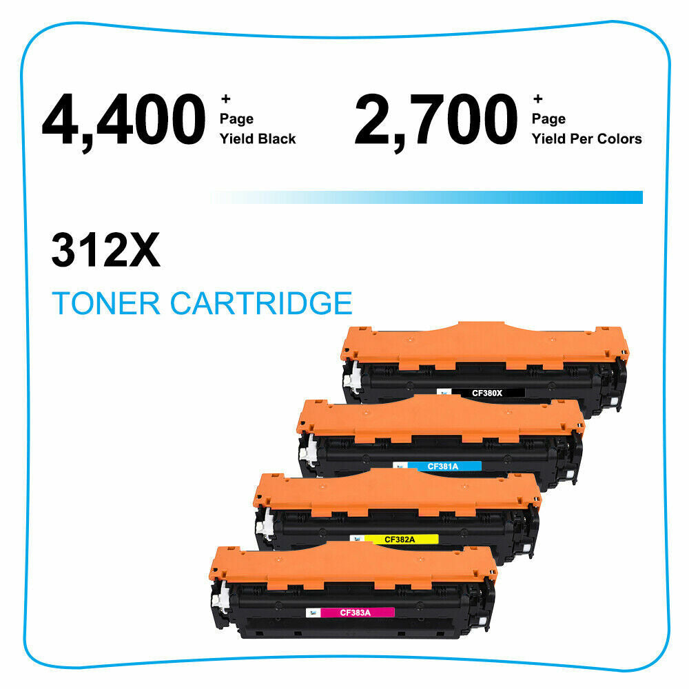 2PK CF380X Black Toner Compatible with HP 312X 312A Color Pro MFP M476dn M476dw