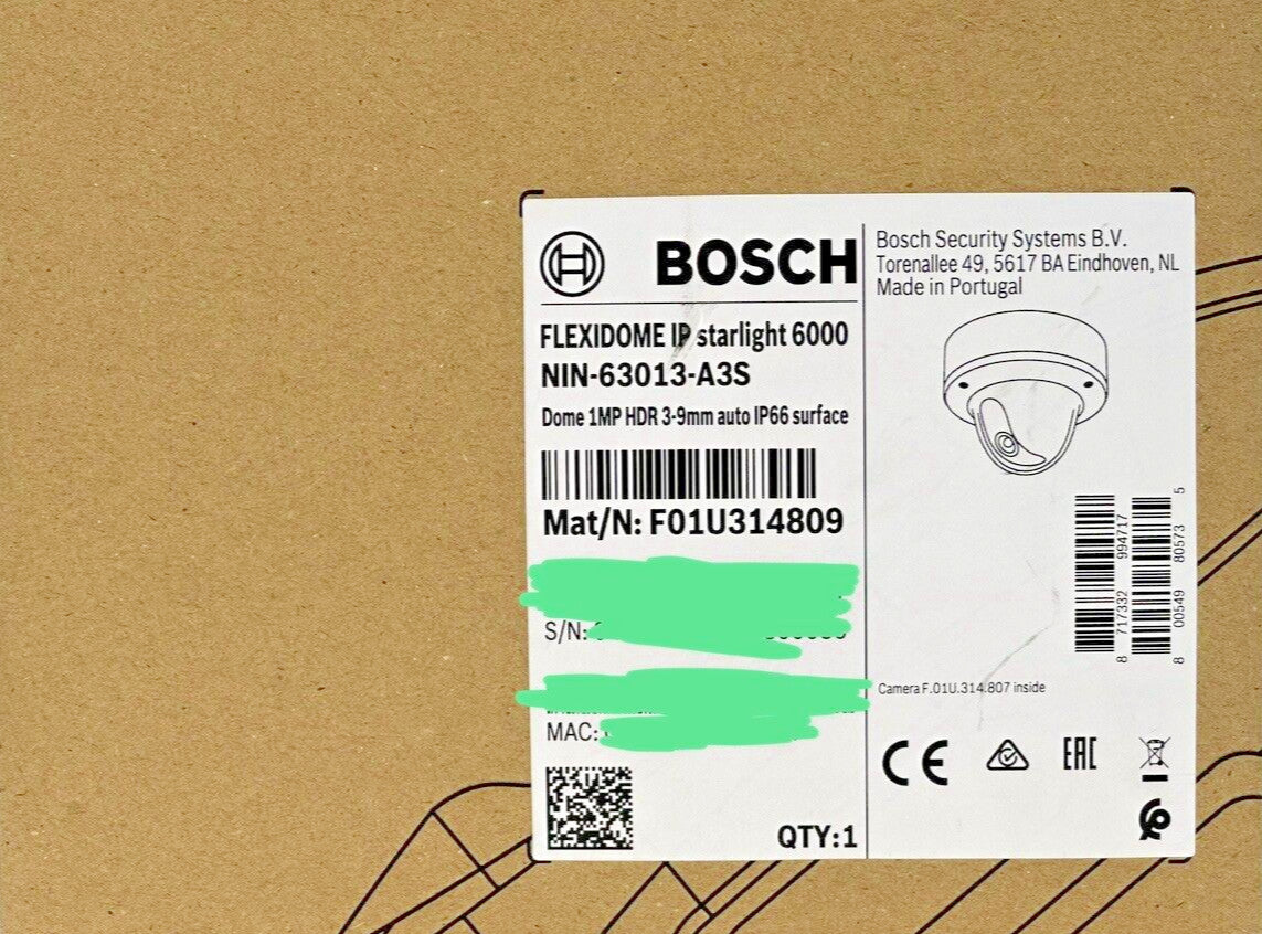 Lot of 4 Bosch NIN-63013-A3S IP 6000 VR Dome 1MP HDR 3-9mm auto IP66 Starlight