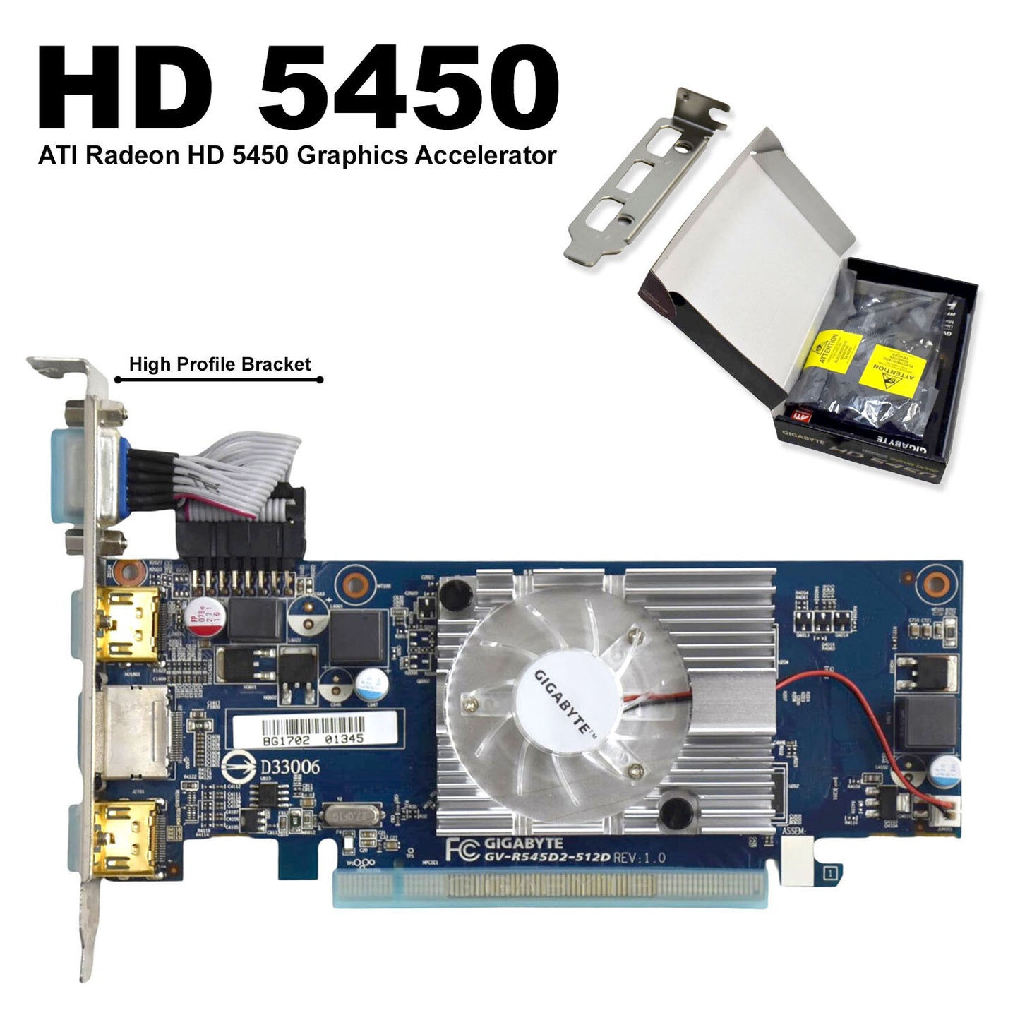 Gigabyte ATI Radeon HD 5450 512MB DDR3 PCI-E HDMI DVI VGA Graphics Card