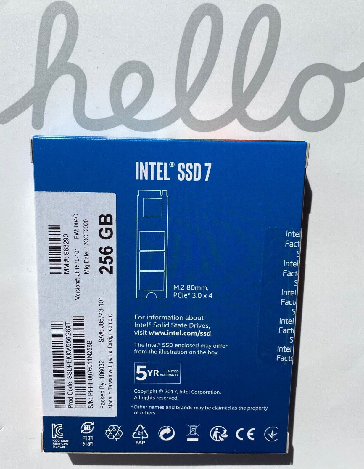 FACTORY INTEL SSDPEKKW256G8XT SSD 760P SERIES 256GB M.2 80MM, PCIE 3.1 x4, 3D2