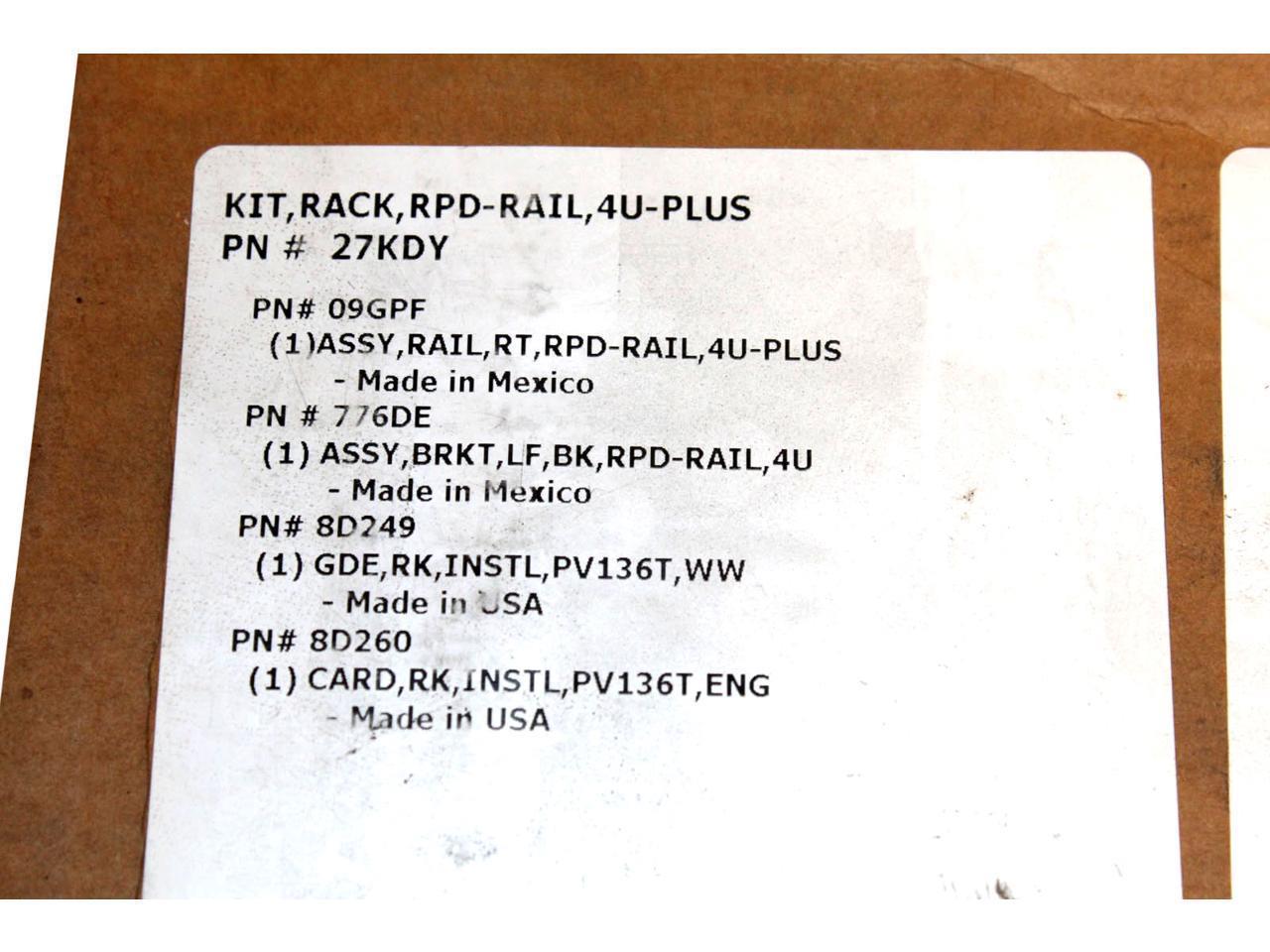 New Dell PowerVault 136T Server Rapid Rail Kit 4U 27KDY 09GPF 776DE 8D249 8D260