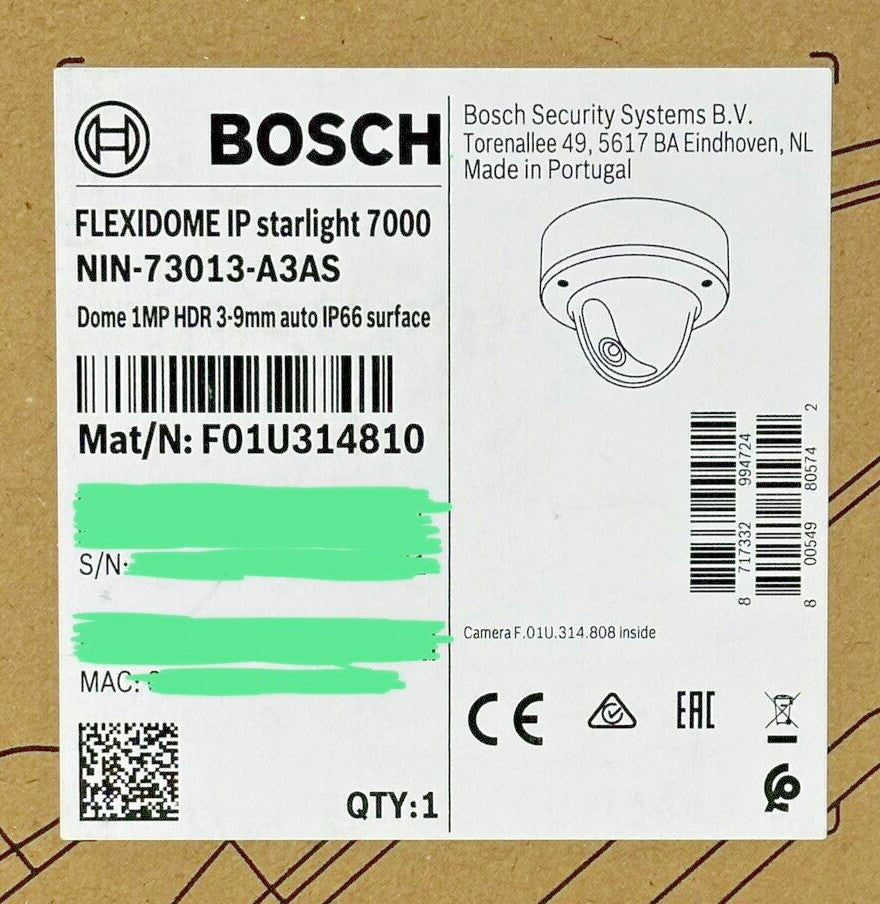 Lot of 4 Bosch NIN-73013-A3AS IP Starlight 7000 VR 1MP HDR 3-9mm auto IP66 Dome