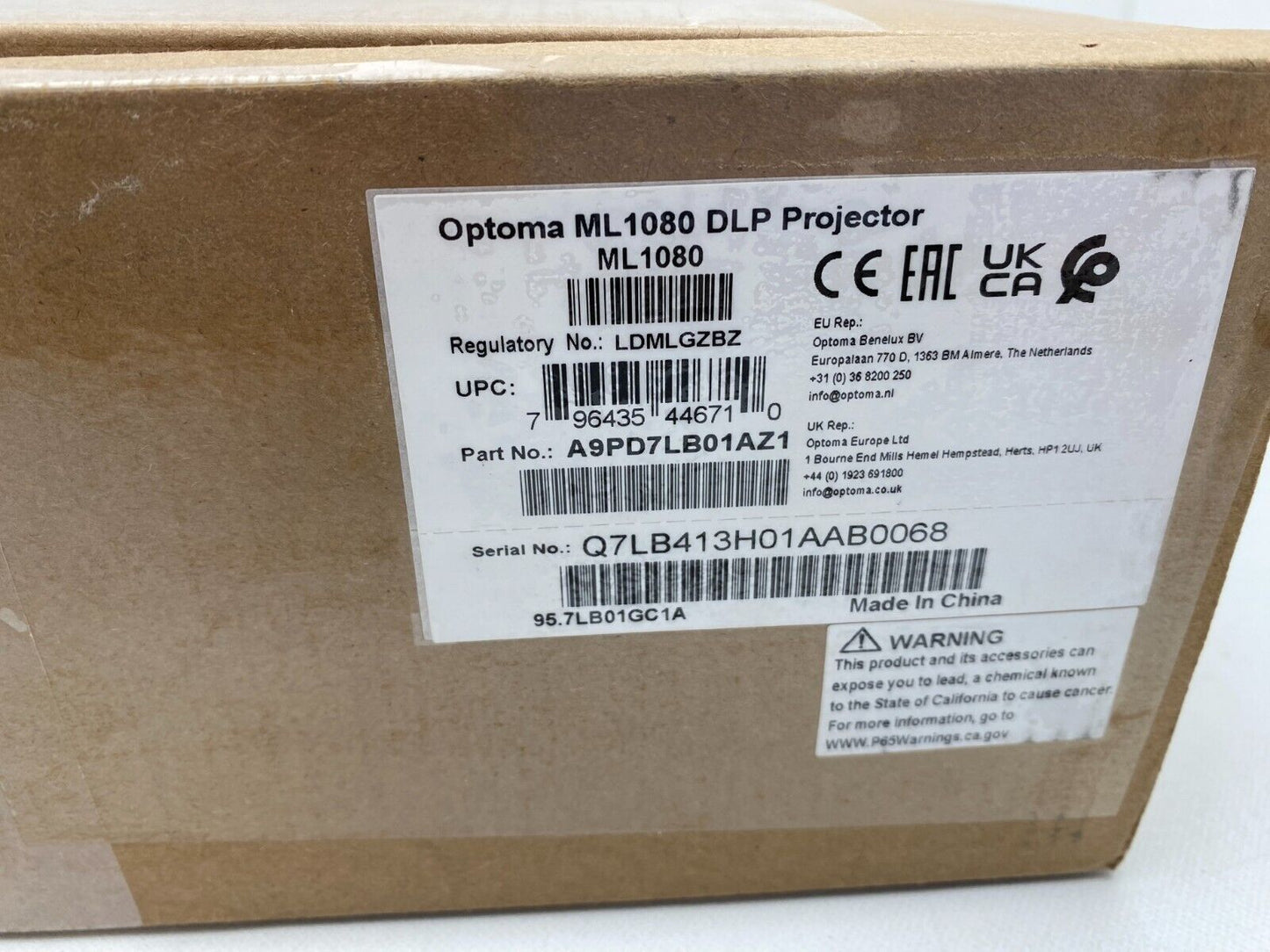 Optoma ML1080 1080p DLP Laser Projector - White - 1 hour