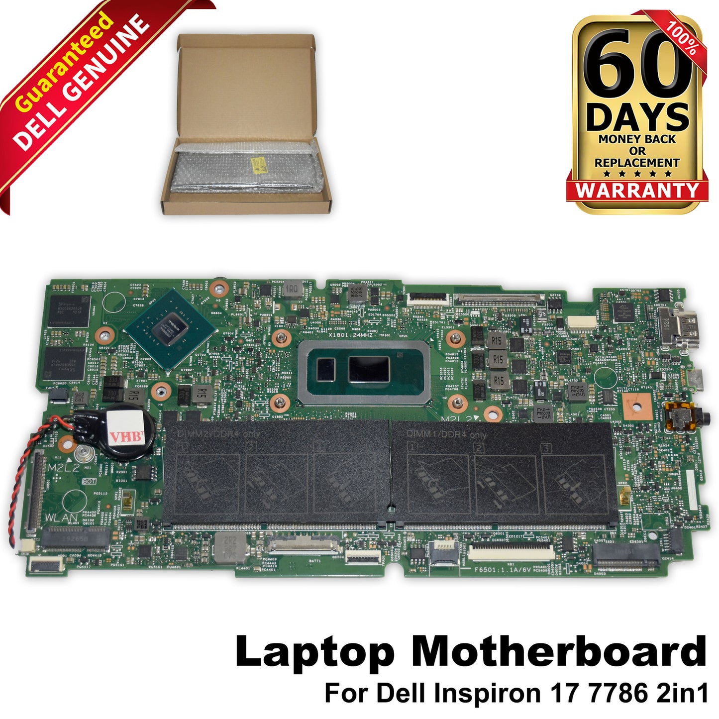 Dell Inspiron 17 7786 Motherboard i7-8565U Quad Core 1.8GHz Nvidia MX150 9P7JP