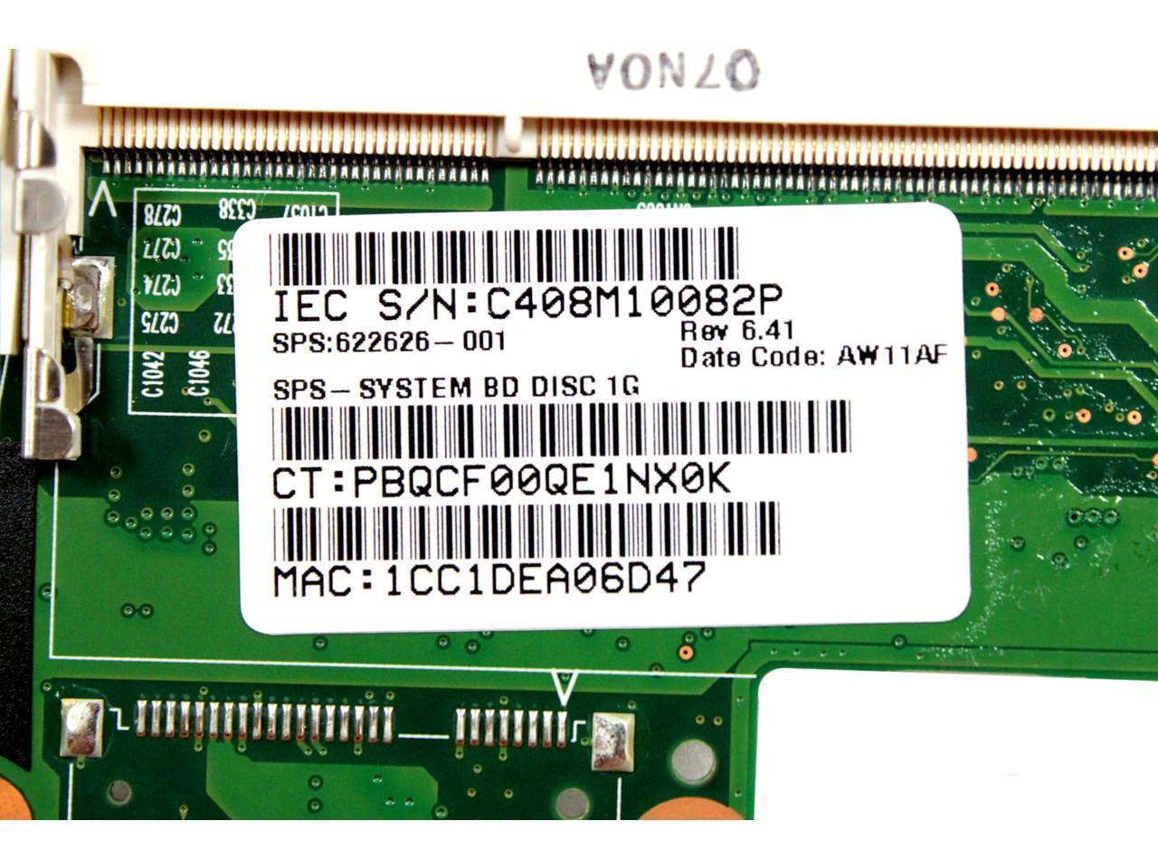 HP Pavilion DV3-4100 ATX Motherboard Socket PGA989 DDR3 622626-001 630820-001