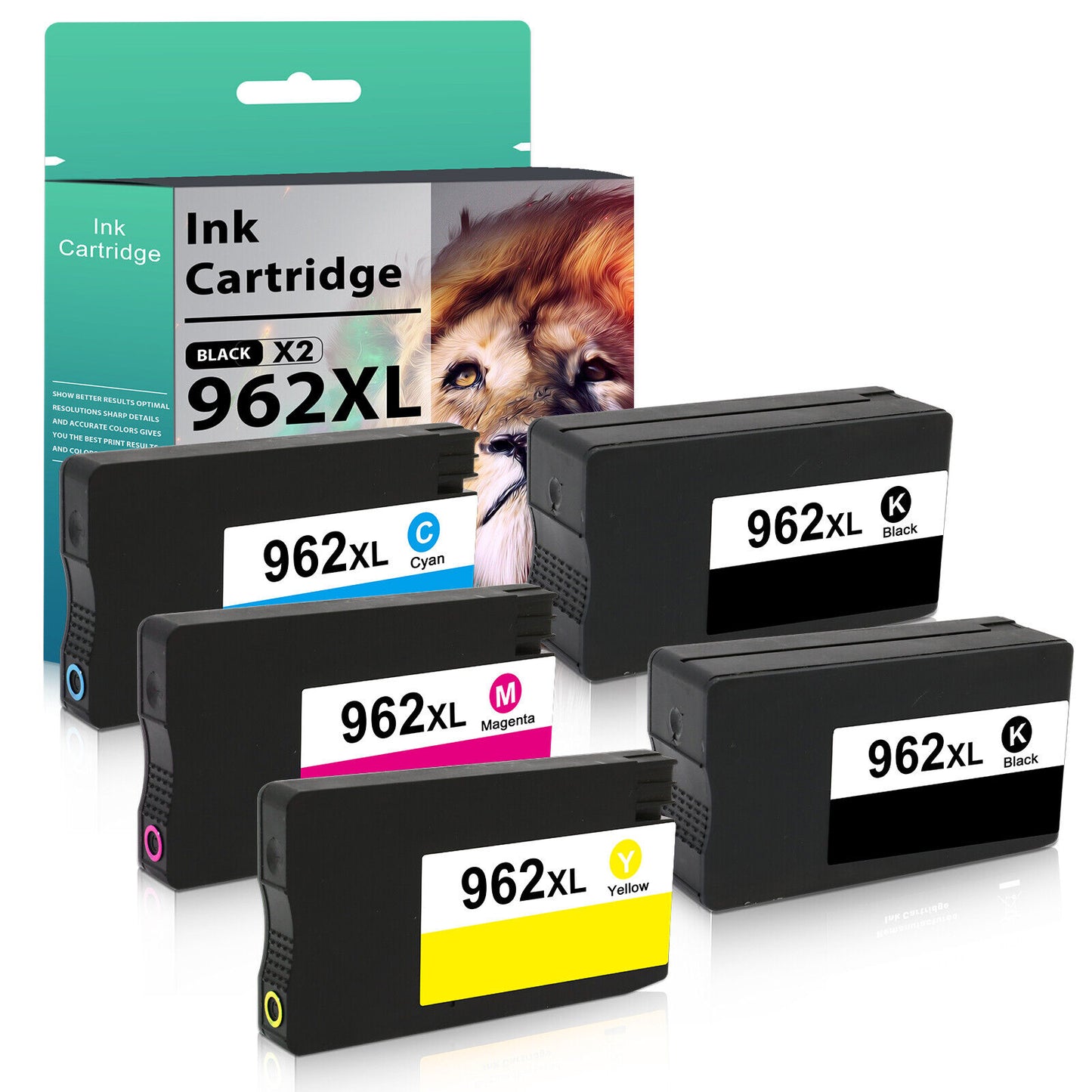 5PK 962XL BCMY Ink for HP 962 OfficeJet Pro 9010 9015 9019 9016 9018 9020 9025